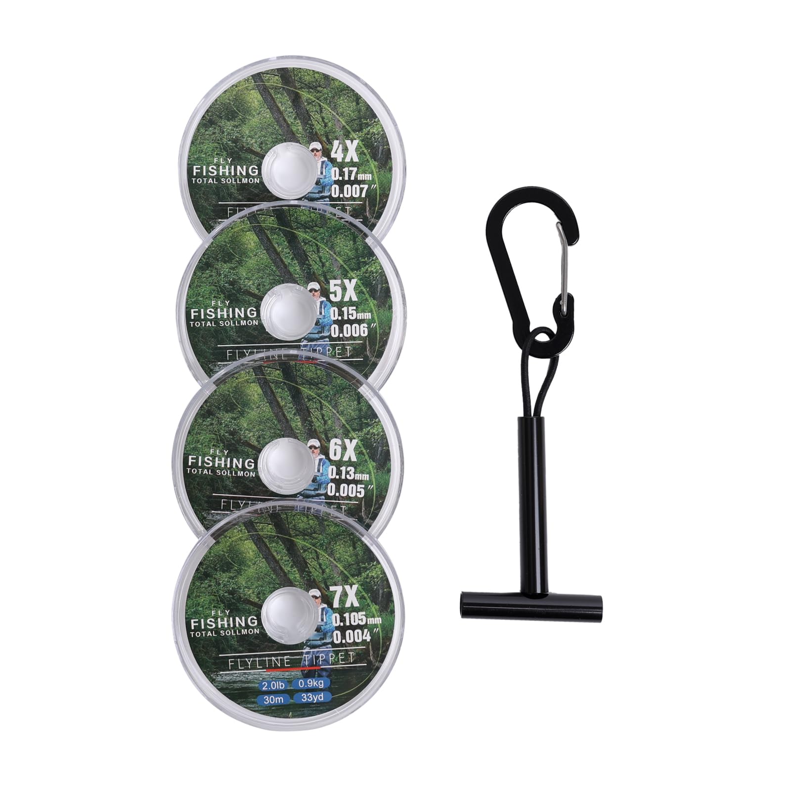 Raprance Tippet Line Pack of 4 with Fly Tip Holder, 30 m (3-4-5-6X), Transparent, 3X+4X+5X+6X--33Yds