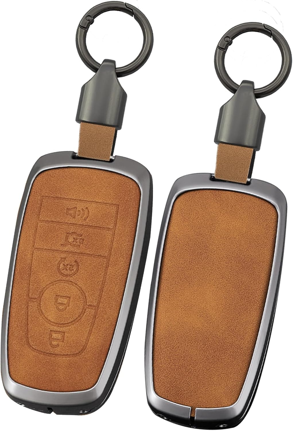 ontto Key Fob Case Fit for Ford Explorer Fusion Escape Edge Expedition Solid Leather Car Key Cover Key Skin for F150 2018-up