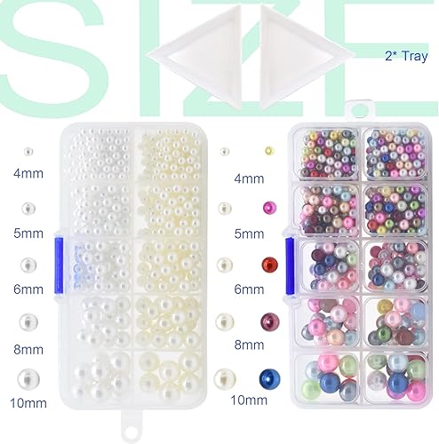 Miniatura 4 de Máquina de ajuste de perlas y prensa manual Herramientas de ajuste de perlas, 5 tamaños, coloridas, sin agujeros, perlas redondas, cuentas y