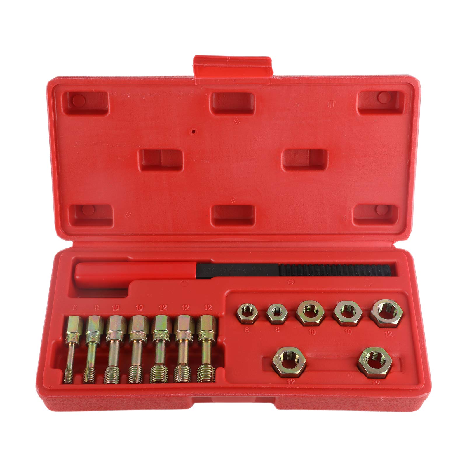 MRCARTOOL Restaurador de Roscas Métricas Kit de Reparación de Roscas Métricas Universal Juego de Herramientas para Reparar con Matrices, Machos y Limas de Roscar