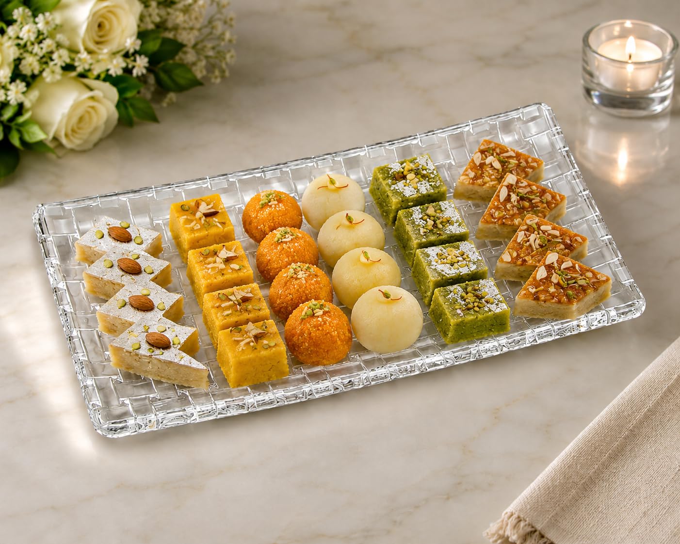 Crystal Glass Rectangular Flat Long Serving Tray and Platter, Clear Serving Plate Used for Dry Fruits Vegetable Decoration Food Sushi Snack Fruit Cake Dessert Dinnerware Platte (Pack of 1)-image-26