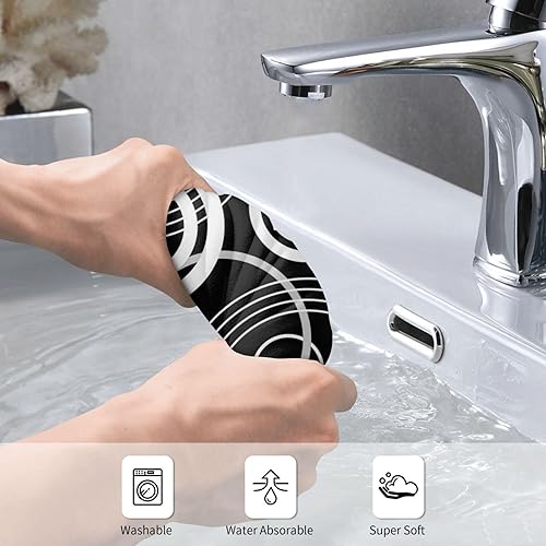 Miniatura 3 de Lilenyu Juego de toallas de mano modernas con anillos geométricos retro, color negro y rojo, toallas de mano decorativas abstractas para baño, yoga,