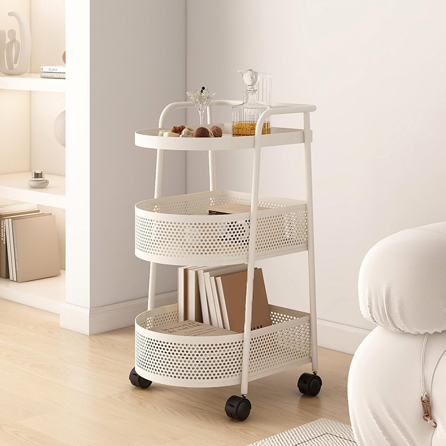 ワゴン キャスター付き 丸 円形 3段 収納 インダストリアル ワゴン キャスター付き 丸 円形 3段 収納 インダストリアル YQkasj