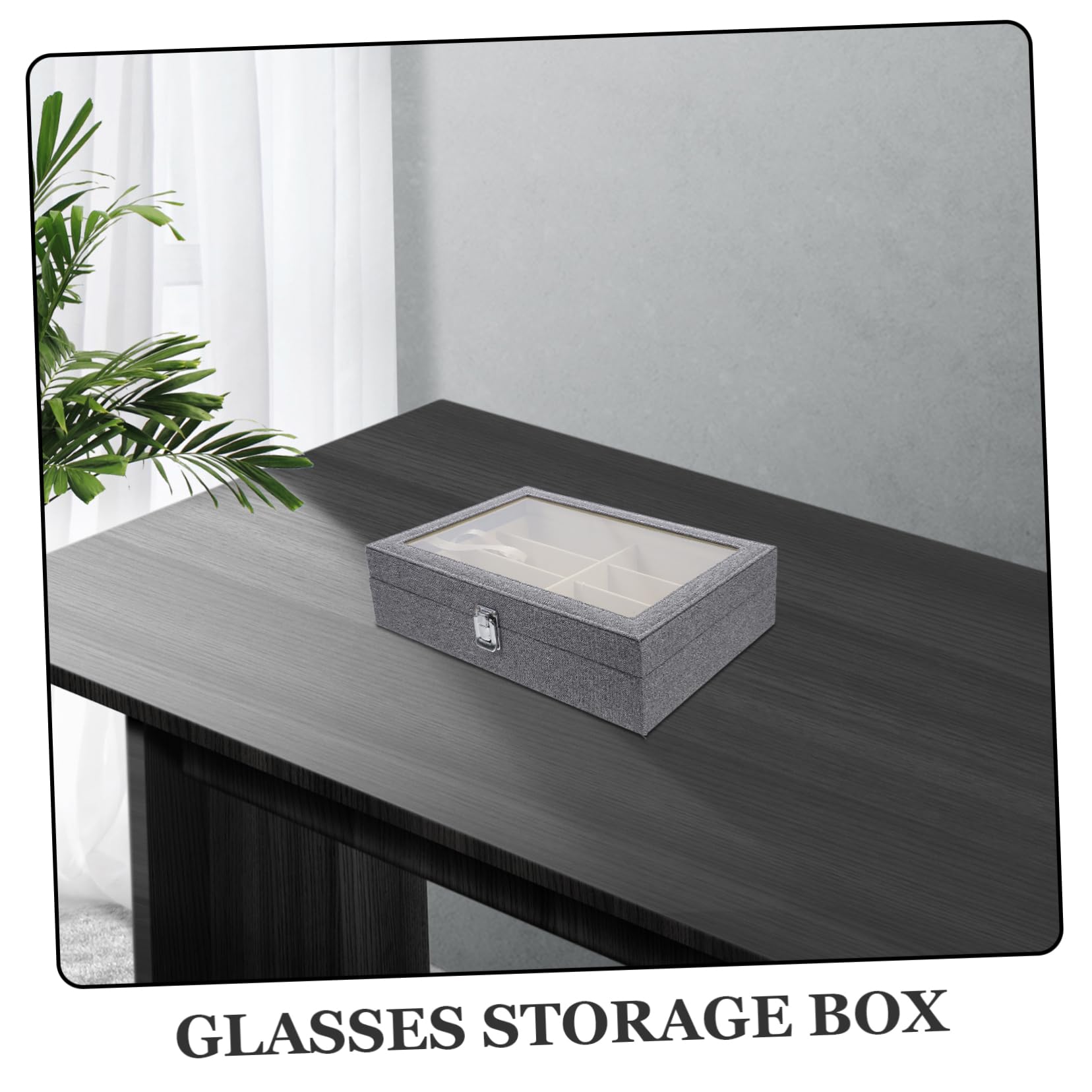 Organizador De Gafas Tapa Transparente Estuche para Múltiples De Gafas De Sol y Ópticas Compartimentos Diseño Elegante y Fácil De Limpiar