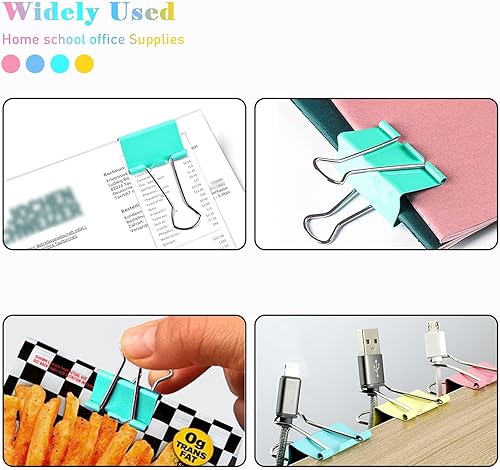 Miniatura 6 de Clips negros para carpeta, paquete de 144 unidades, 1 pulgada, abrazaderas estándar de 0.98 pulgadas, clips negros, medianos, abrazaderas plegables,