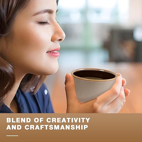 Miniatura 6 de Juego de 4 tazas de café expreso de porcelana de 5 onzas, tazas de café demitasse, tazas de té doble espresso, esmalte reactivo especial único