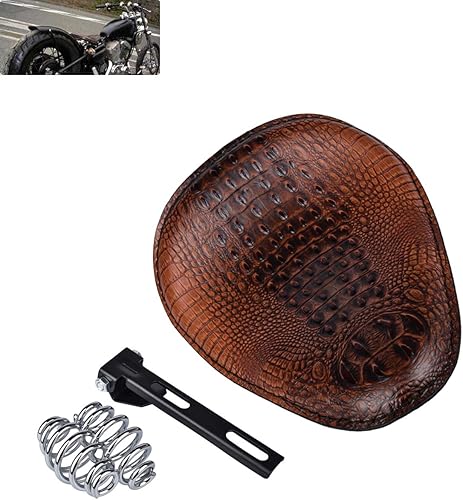 Silla de montar universal de piel de cocodrilo para motocicleta, cojín de asiento individual para