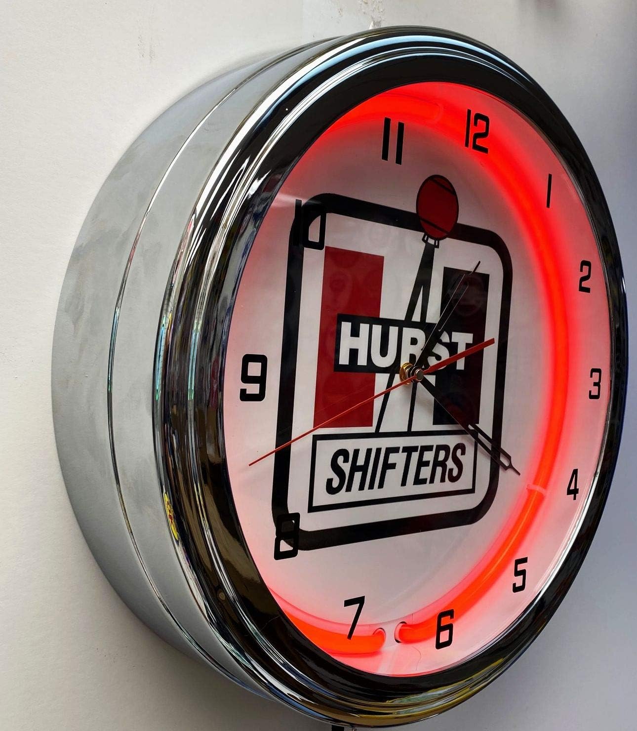 16" Hurst Floor Shifters Nostalgic Sign Red Neon Wall Clock Garage Man Cave