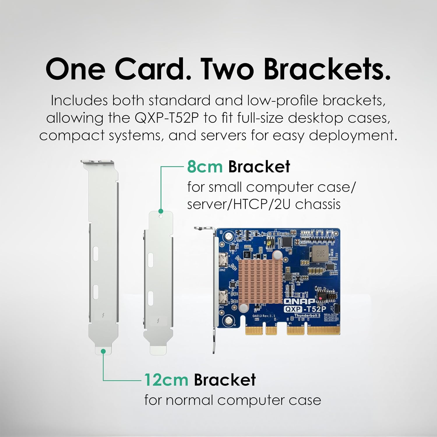 QNAP Thunderbolt 5 Dual Ports Expansion Card, PCIe Gen4 x4 (QXP-T52P)