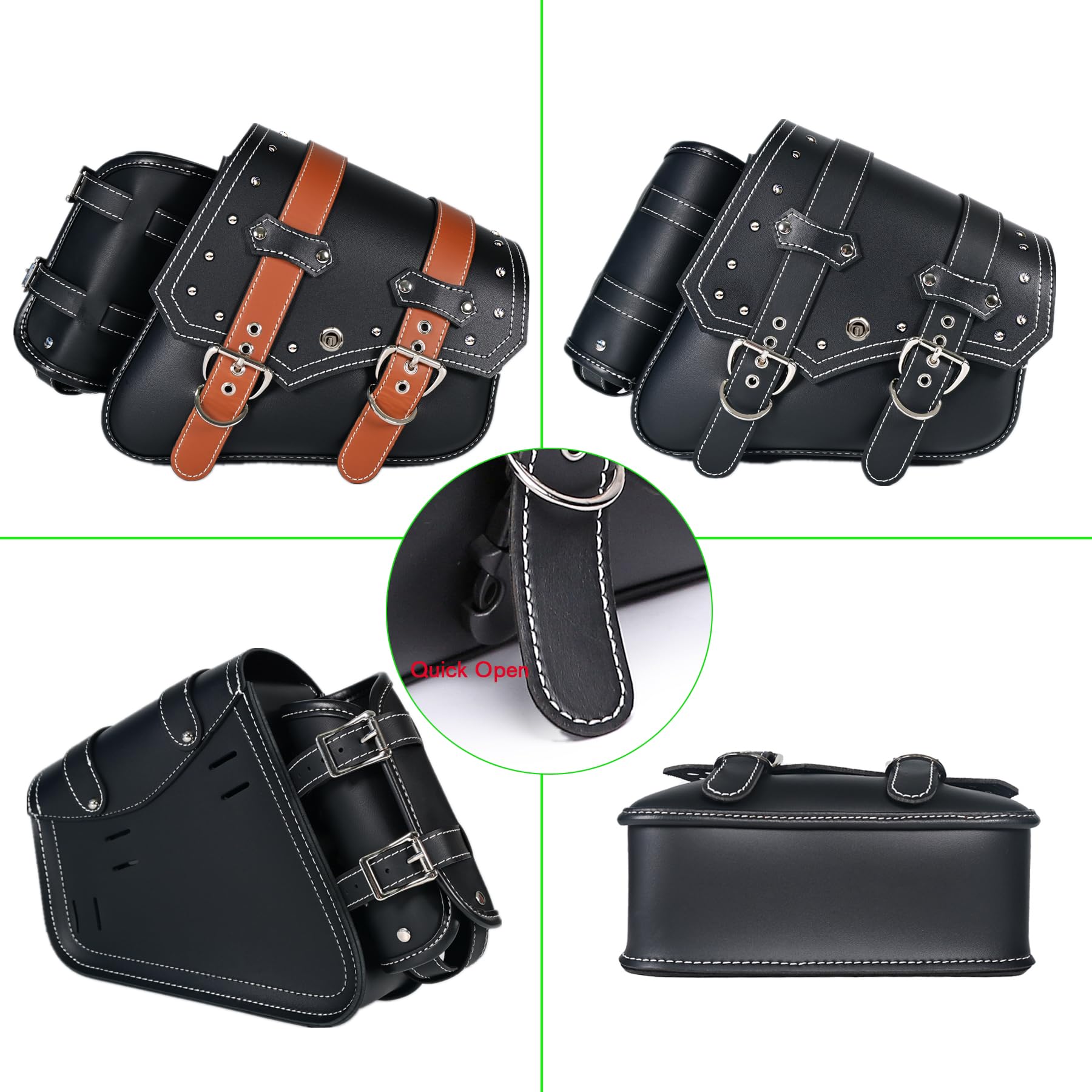 Sacoches de selle de moto | Sacs latéraux en similicuir PVC | Sacs latéraux à bras oscillant imperméables | Sac à outils latéral | Sac à outils de rangement universel pour moto | avec