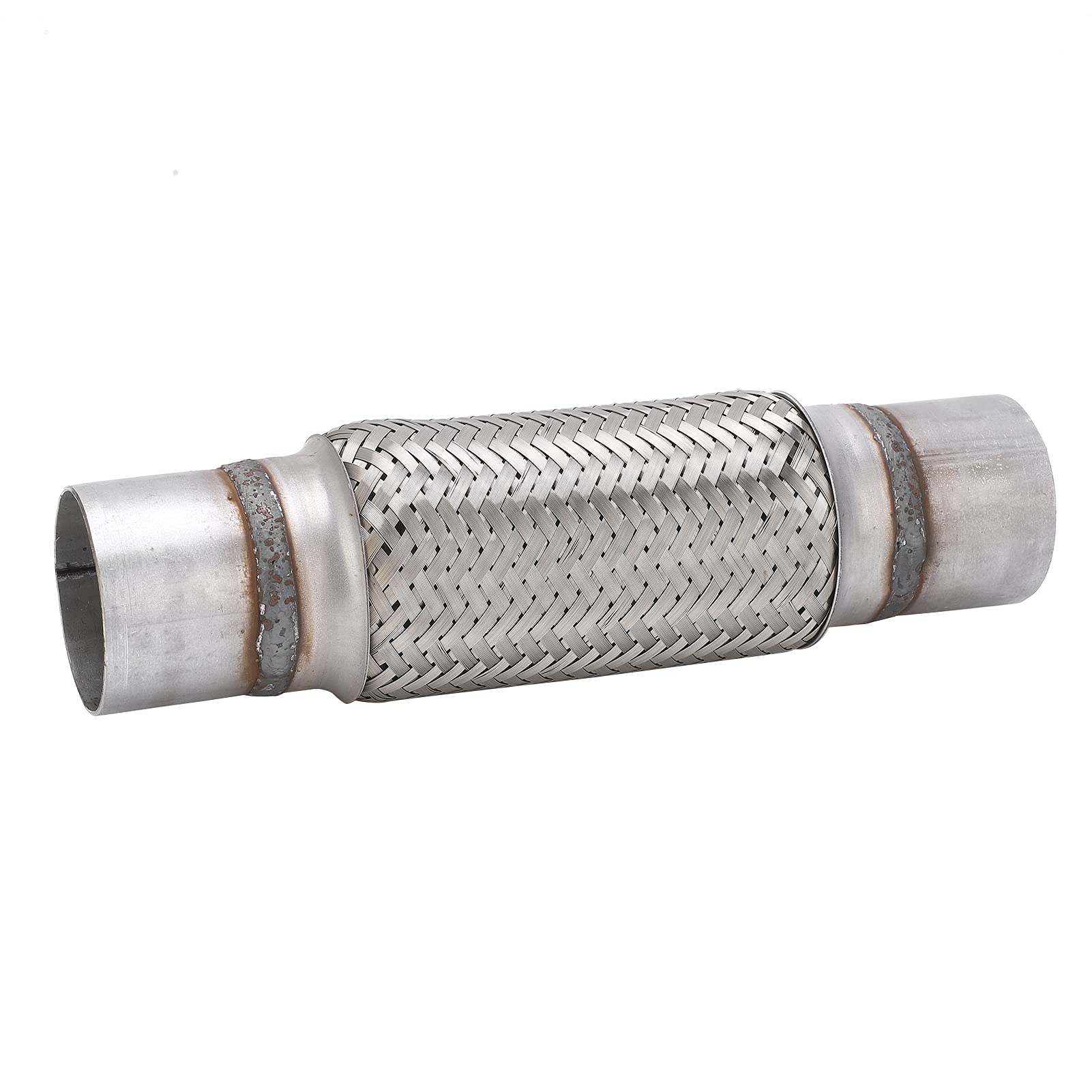 Akozon Tubo flexible de escape de 2,5 x 12 pulgadas Acoplamiento de tubo flexible de escape tejido para coche Tubo de escape trenzado Tubo de junta flexible corrugado de acero inoxidable para cam
