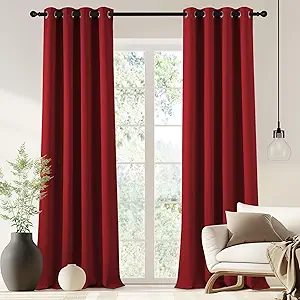 NICETOWN Blackout Drapery Curtain Panel 90 inches Long - Window Treatment Thermal Insulated Grommet Blackout Curtain/Drape for Bedroom Living Room (Burgundy Red, 1 Panel, 46 by 90 inches)