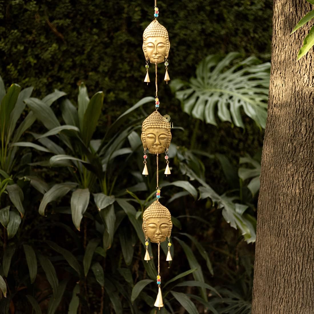 DULI Metal Windchime Wall Hanging, Feng Shui, Wall Art, Wall Decor, PositiveVibes, Rustic Wall Hangings, Wall Art, Diwali Decor, Home Decor Hanging Bells (MetalWallHanging-3LongBuddha)