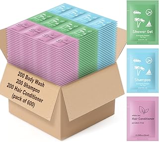 Body Wash Shampoo Conditioner Set Travel 0.28fl Oz,Travel Size Shower Gel Set,Shampoo and Conditioner Travel Bulk,Hotel Supplies Bulk Hygiene Kits for Homeless Guests Hotel (200)