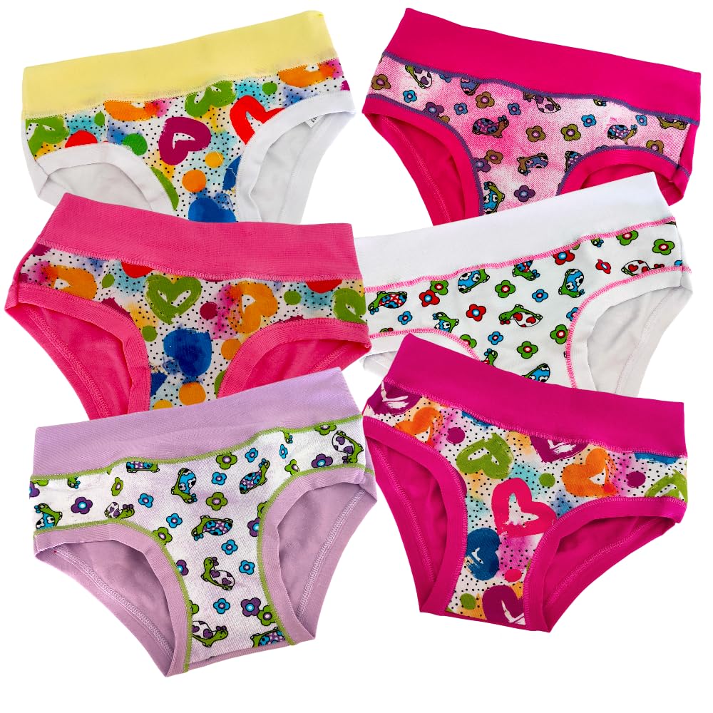 EMY 6 Paia Slip Mutande in Cotone Elasticizzato Bimba Fascia Alta- Fantasie Casuali (Immagine indicativa)