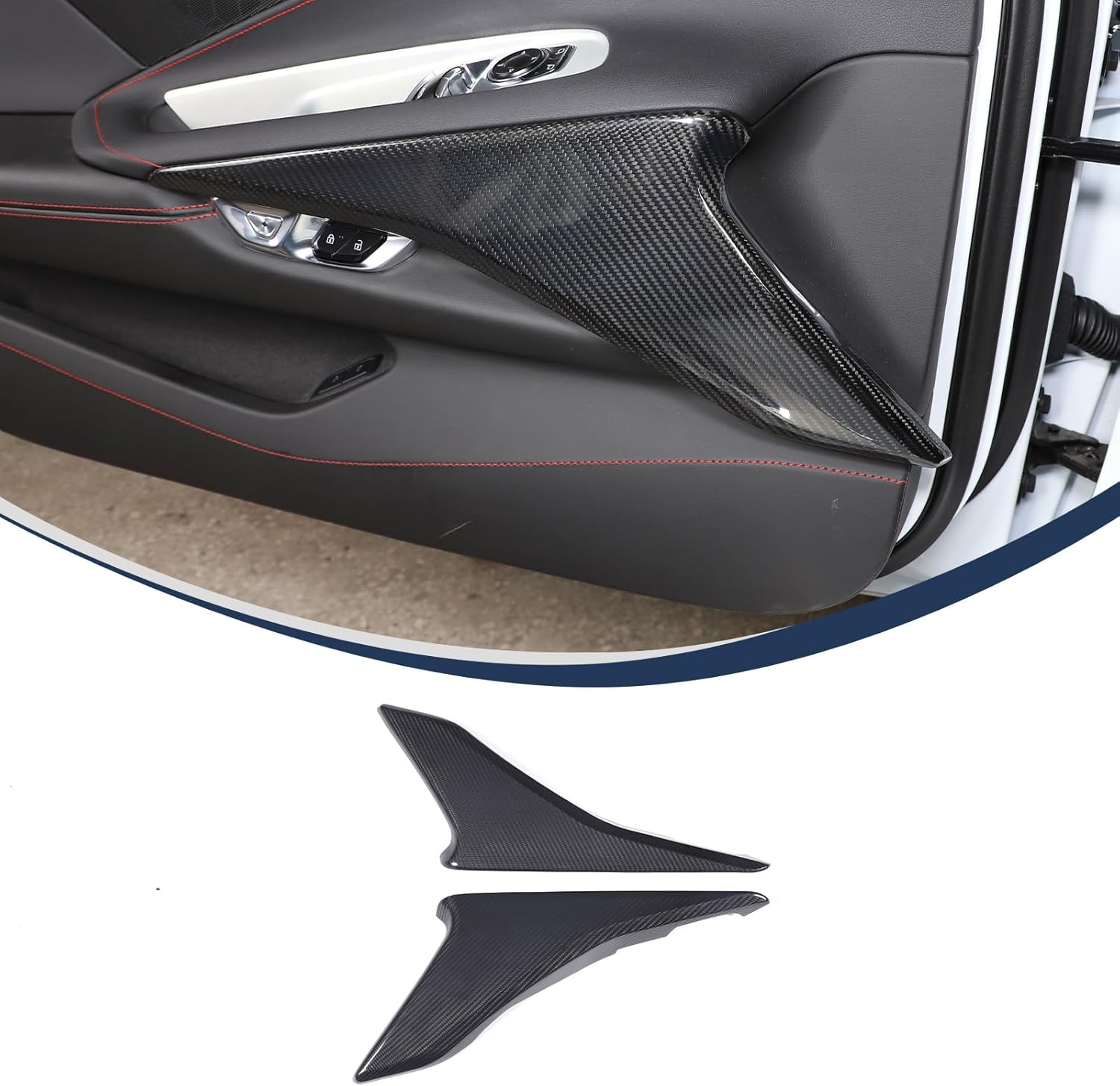 TOYCIDFG Car Door Inner Panel Cover Trim Compatible with C8 Corvette 2020-2025, Carbon Fiber Car Interior Decoration Accessories (Carbon Fiber)