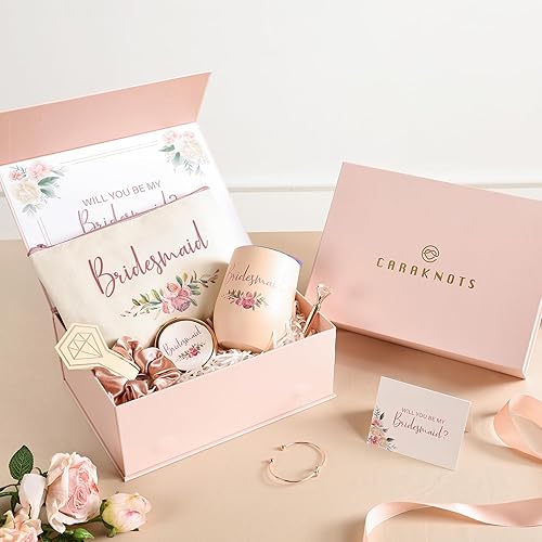 Miniatura 9 de CARAKNOTS Regalos de propuesta de dama de honor, caja rosa para damas de honor, regalo para boda, novia, despedida de soltera, fiesta, vaso de vino