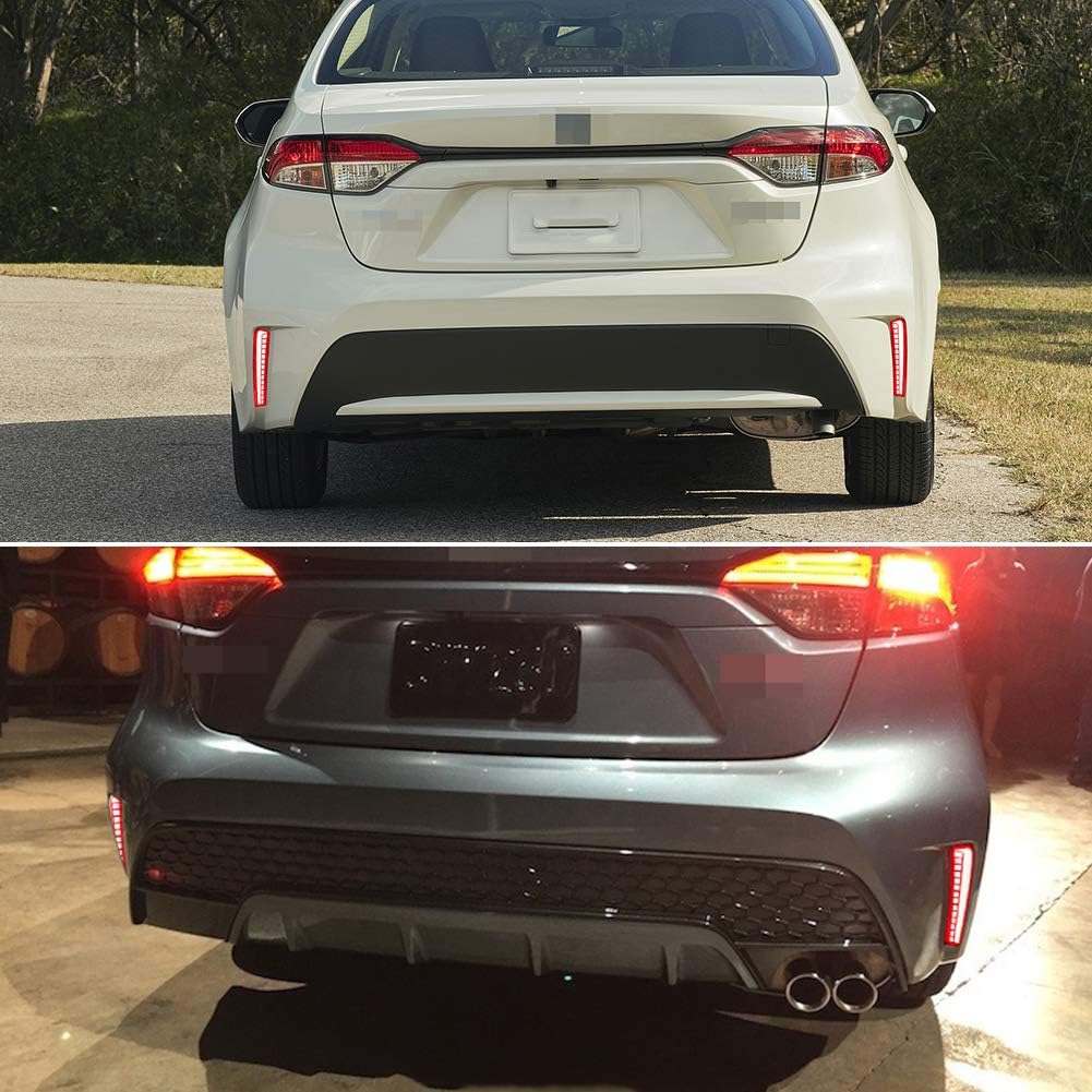 2pcs Red Lens LED Brake Sequential Turn Signal Tail Light For 2020 2021 2022 2023 2024 2025 Toyota Corolla Rear Bumper Reflector Lamp - Red Lens Tusk Style