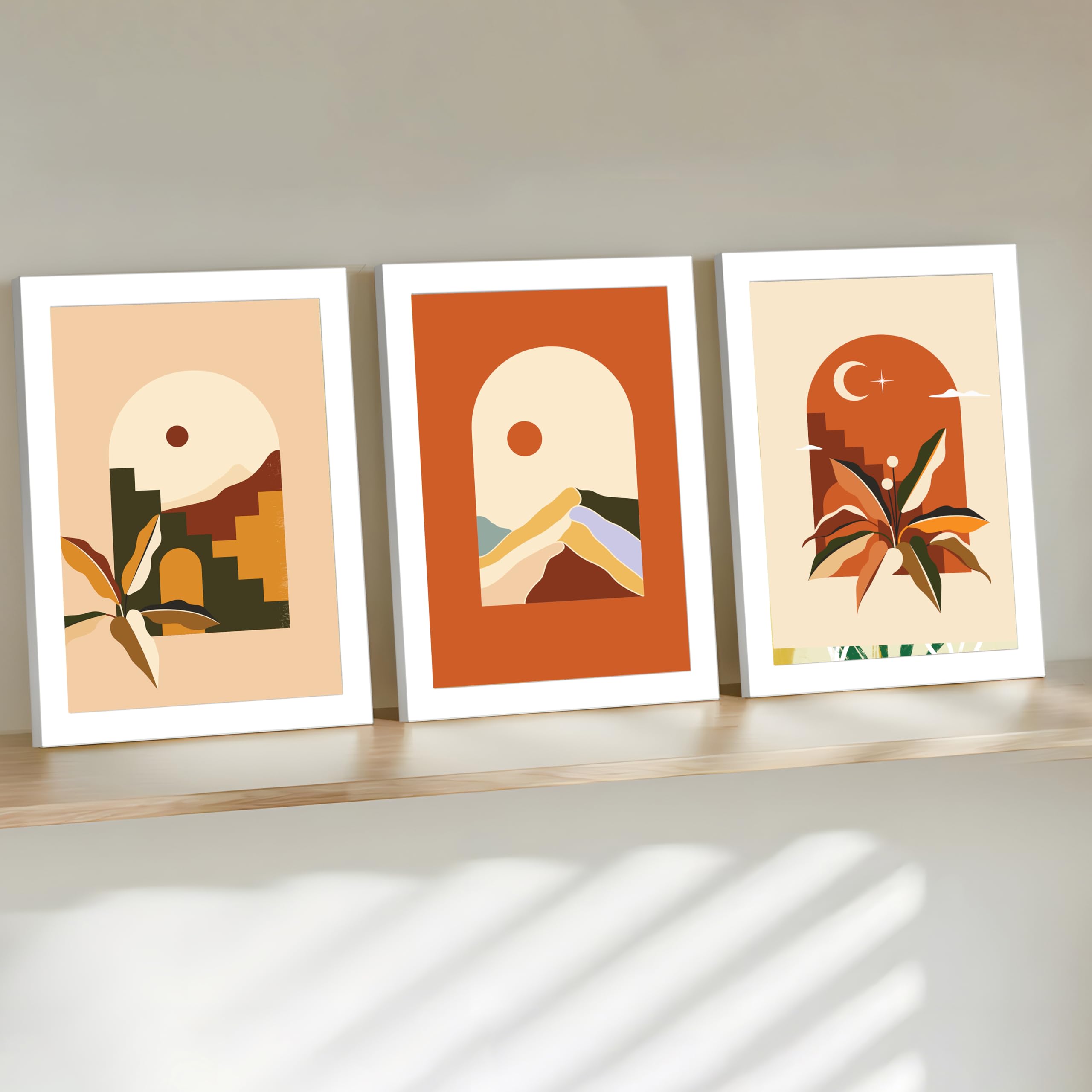 Painting Mantra Framed Wall Art Print Landscape Mountains & Leafs Minimal Boho Print Poster For Room Decoration, Home Decor Wall Hanging Decorative gifts (Set Of 3, 12.7x17.5 Inch) (B0D4F224BH) Amazon Price History, Amazon Price Tracker