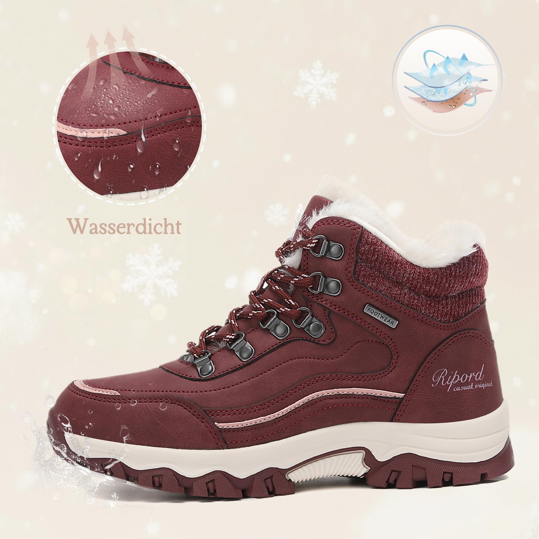 Damen Winterschuhe Winterstiefel Warm Trekking Wanderschuhe Schneestiefel 36-42