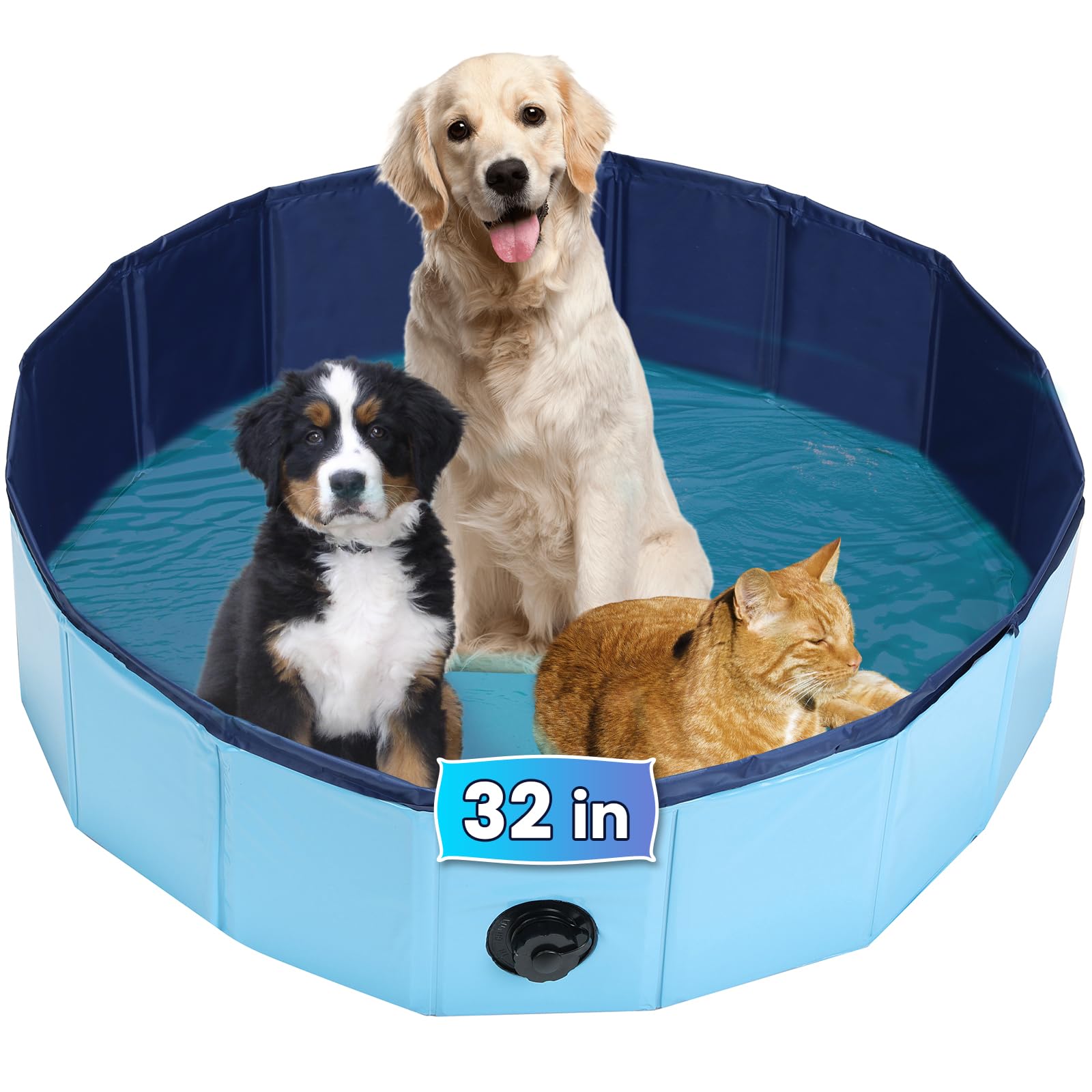 AMGSH Dog Whelping Box, Foldable Birthing Pool for Dogs, Whelping Pool for Puppies, Poartable Plastic Swimming Pool & Bath Tub for Dogs, Blue (Blue, 31.5” Dia. × 7.9” H (80cm × 20cm))