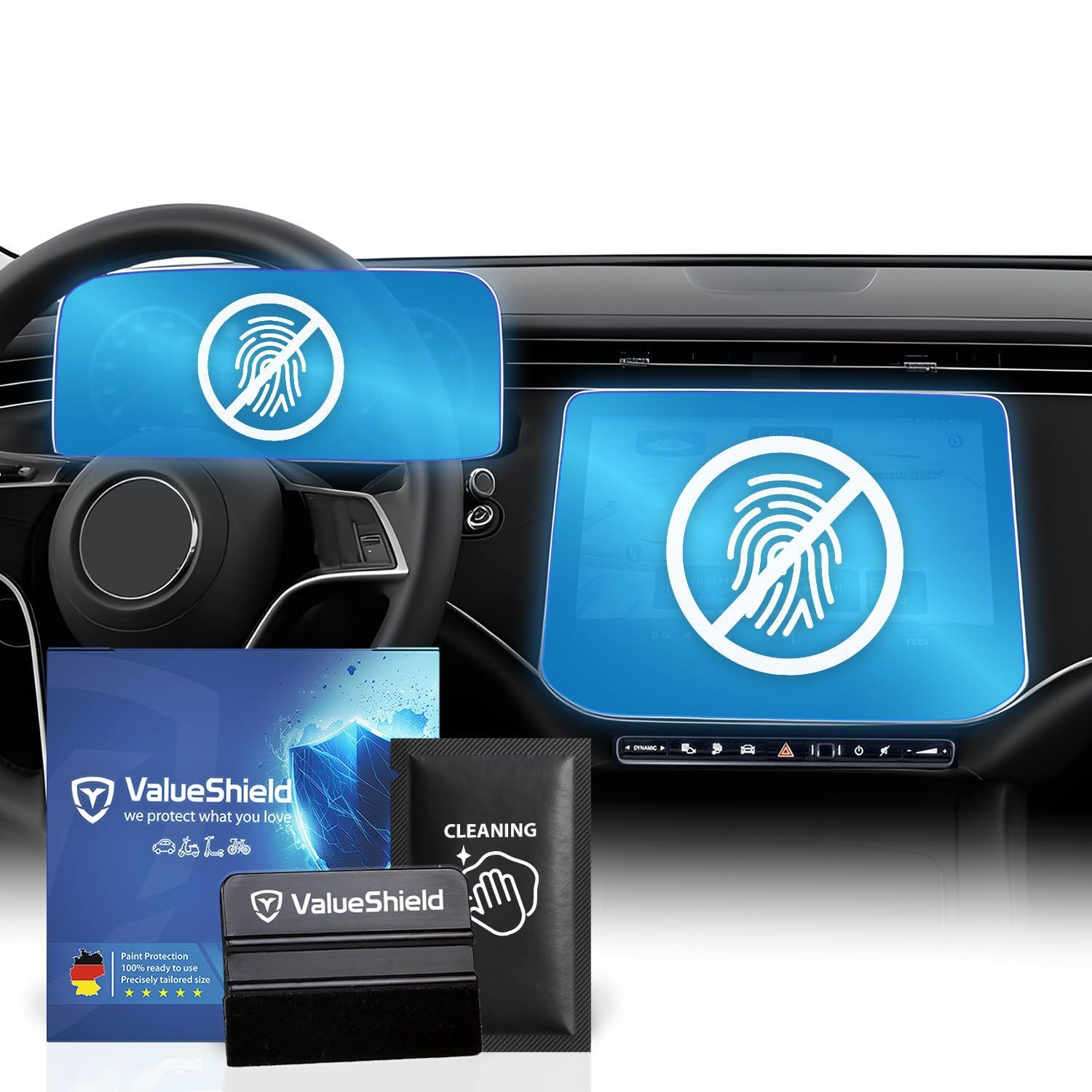 Anti-Fingerabdruck Displayschutzfolie Matt passend für Mercedes E-Klasse W214, S214, X214 2023-2030: 12,3"+14,4" Tacho, Radio, Multimedia, Navi, Bildschirm, Infotainment Touchscreen Entspiegelung