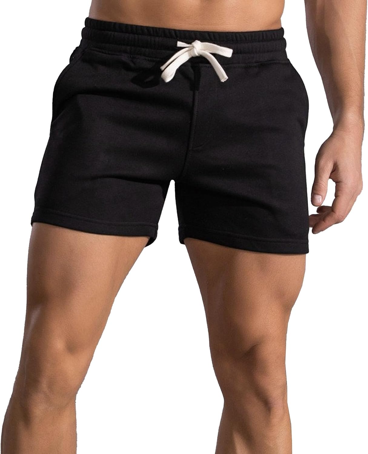 Maiyifu-GJ Men's Athletic Workout Shorts Cotton Casual Shorts for Men Elastic Waist Drawstring Jogger Short Pants