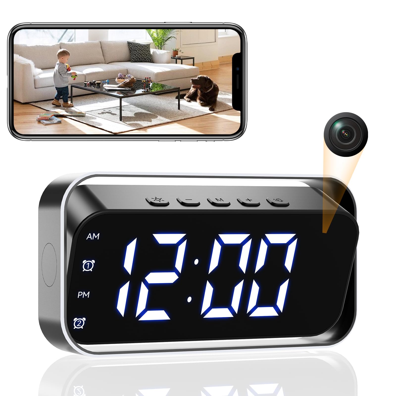 Mini Cámara Espía, WiFi Cámara Oculta Camara Vigilancia Interior Ultra HD 4K , Lente Gran Angular de 150°, Transmisión en Tiempo Real, con Visión Nocturna, Detección de Movimiento