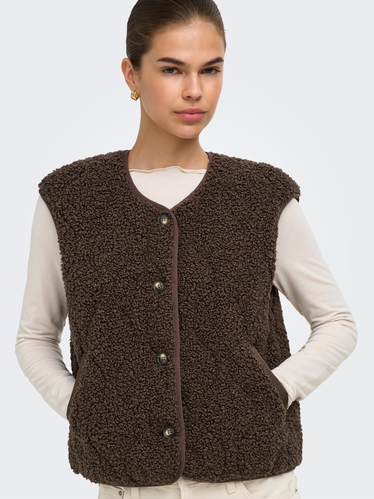 ONLY Damen Onlines Teddy Waistcoat Cc Otw Onlines Teddy Waistcoat Cc Otw (1er Pack)