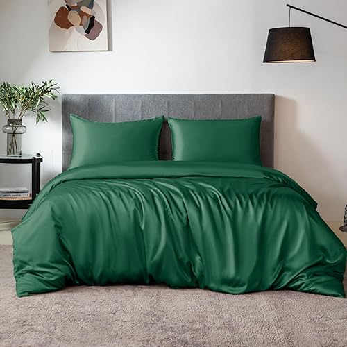THXSILK Juego de funda de edredón de 3 piezas, ultra suave, lavable a máquina, duradera, 100% de calidad superior todo el lado 19 Momme seda morera