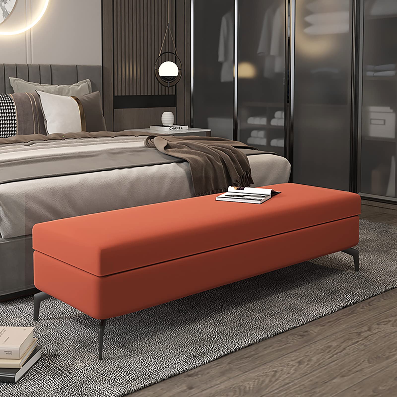 Repose-pieds ottoman multifonction avec dessus relevable 100cm