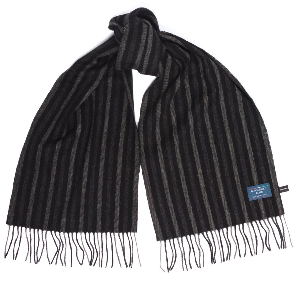 100% WOOL Formal Black Grey Winter Warm Scarf