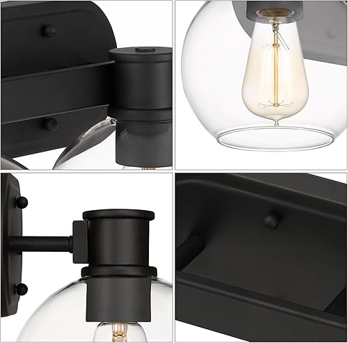 Miniatura 7 de Dan Modern Farmhouse - Lámpara de tocador de 3 luces industrial con pantalla de globo de vidrio transparente para dormitorio, pasillo, cocina,