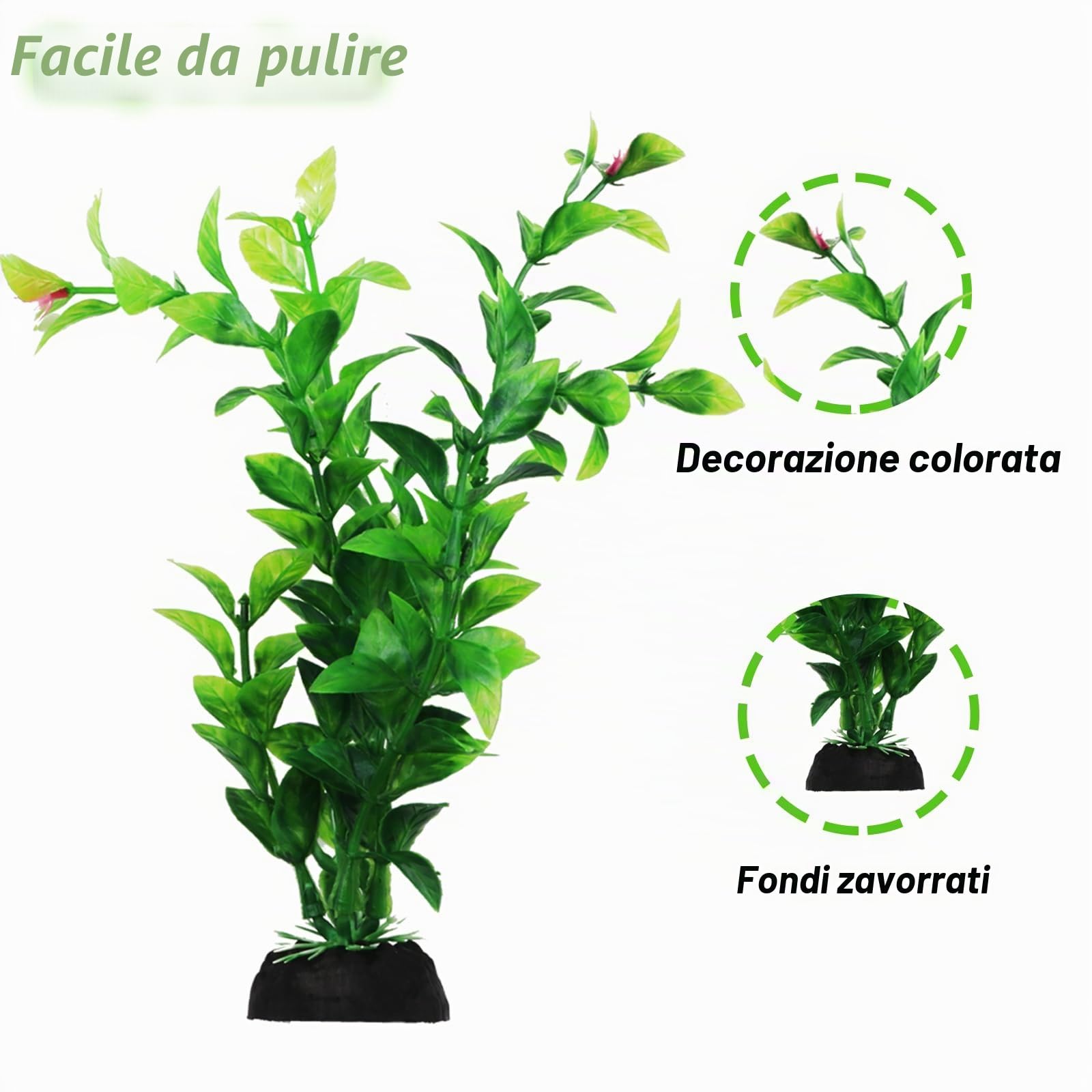 QUOZUO Decorazioni per Acquario, 10 verdi Piante Artificiali Acquario Ornamenti kit, Pianta decorazione in plastica, Accessori per Acquario