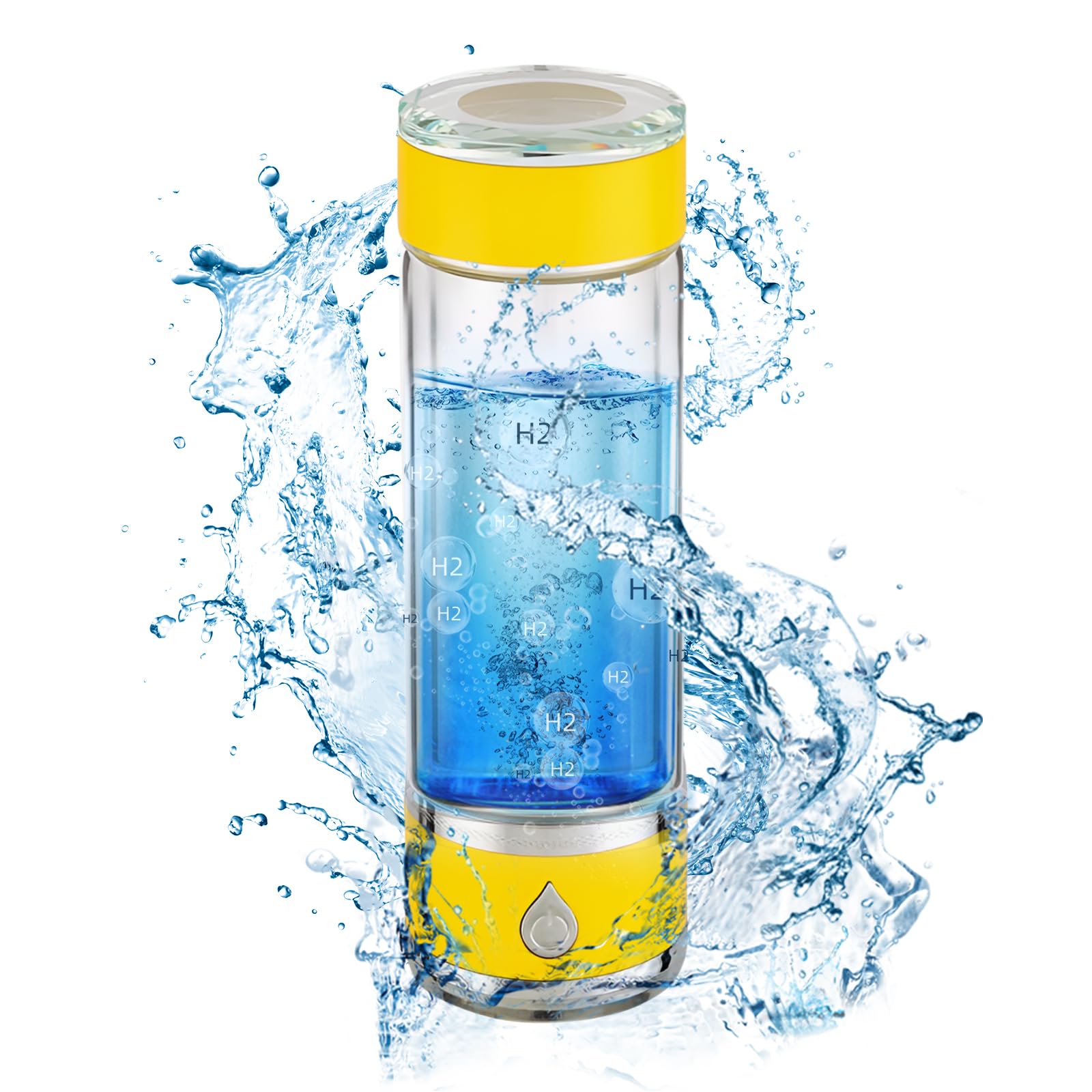 Hydrohealth Hydroh Hydrogen Water Bottle Generator, Portable and Rechargeable Hydro Health Hydrogen Water Bottle Glass with SPE Pem Technology,3 Min