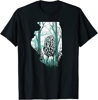 Illinois Map Morel Mushroom Hunting Shrooming Morels Fungi T-Shirt