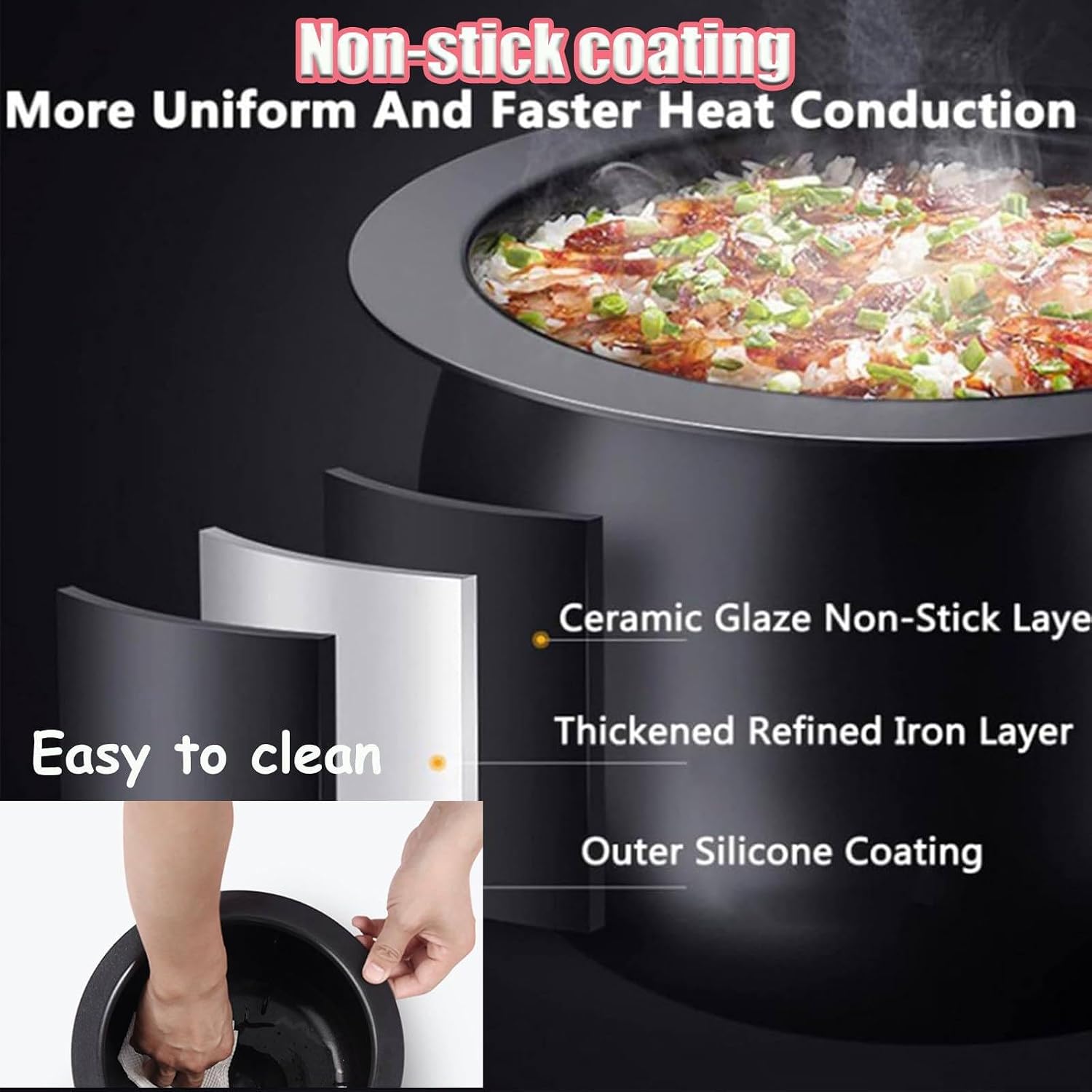 2000W Automatic Cooking Machine, 6 L Electric Cooking Wok Fried Rice Machine, 360° Automatic Rotation, for Stir Frying, Stewing, Cooking