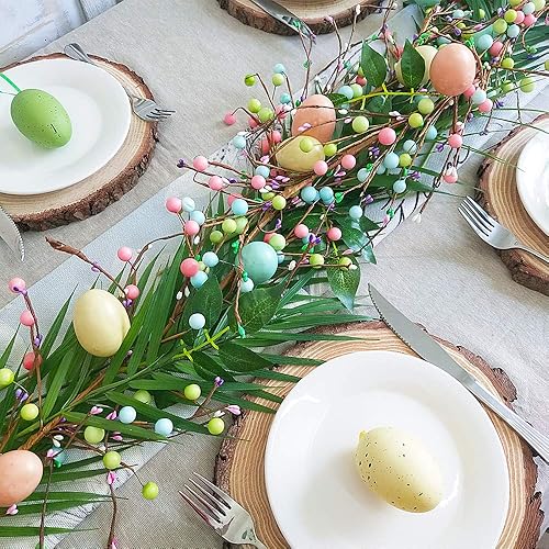 Miniatura 4 de Guirnalda de huevos de Pascua artificiales de 6 pies de largo y bayas mixtas guirnalda de primavera rústica guirnalda de Pascua pastel guirnalda de
