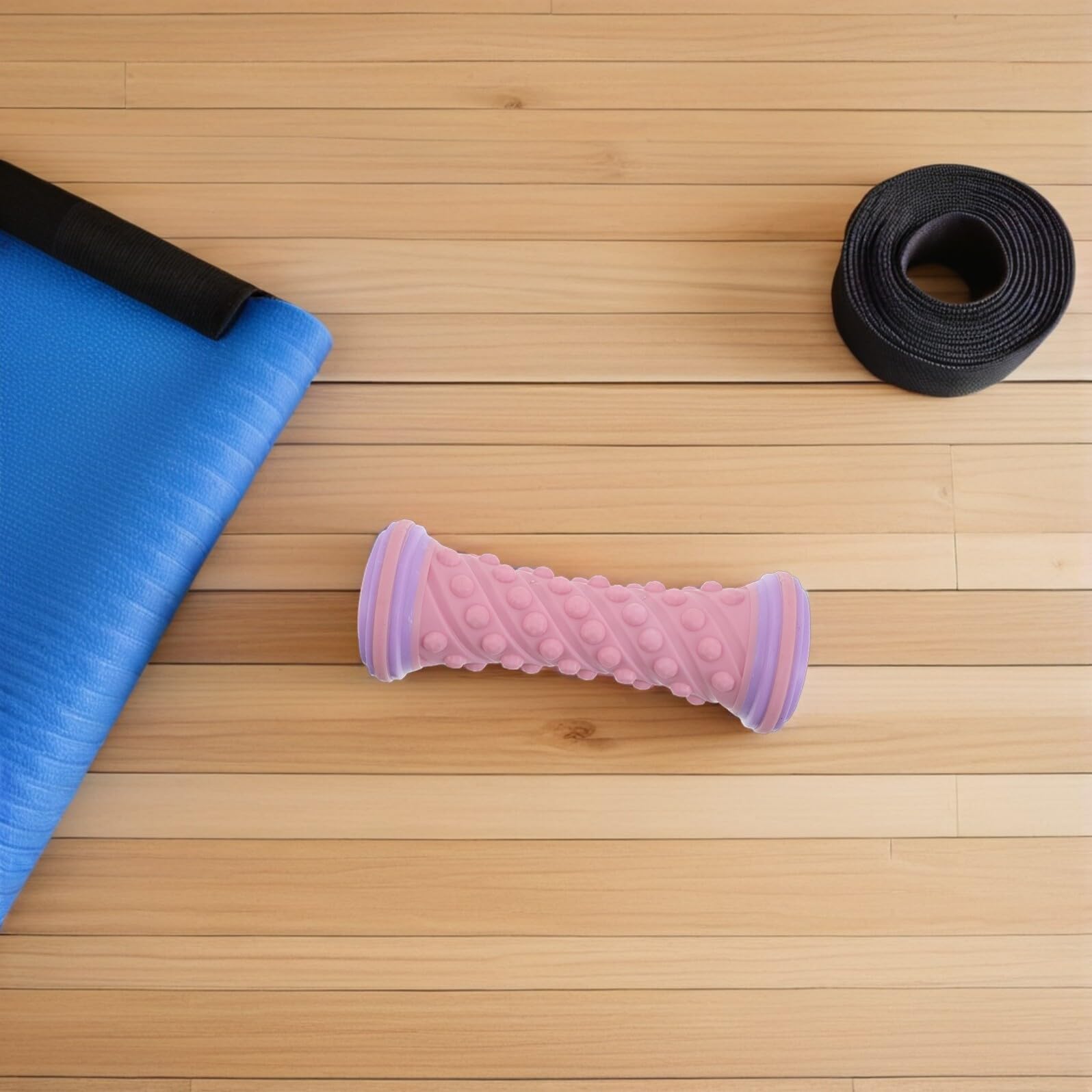 Rodillo Masajeador para Fascia Plantar y Músculos de Pantorrilla, 17 Cm, Color Rosa Púrpura, Rodillo de Masaje Texturizado para Pies, Herramienta Portátil para Yoga y Relajación