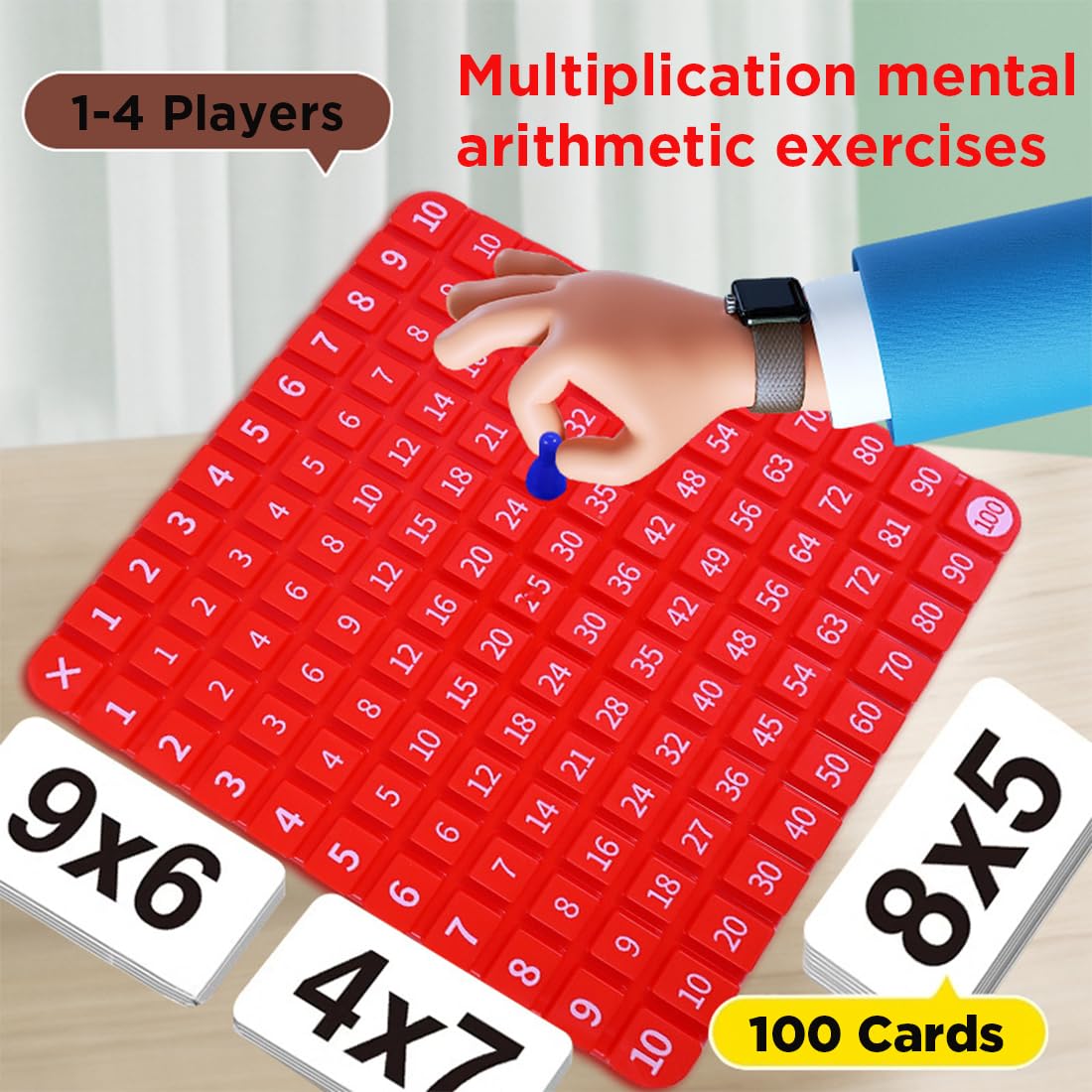 Times Table Math Toys, Educational Multiplication Table Game, Learning Mathematics Through Play, 2-4 Players (Red) - Image 4
