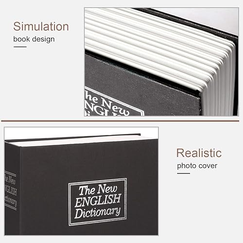 Miniatura 6 de Caja fuerte con forma de libro y cerradura con llave  Jssmst Caja de seguridad desapercibida con forma de diccionario para el hogar, caja de