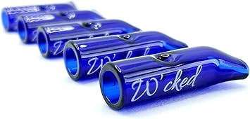 5PCS Reusable W'cked Glass Filter Tips for 8mm Pre-Rolled Filter Tips, Regular Cigarettes, Glass Rolling Tip Mouthpieces (Blue)
