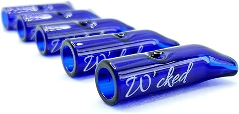 5PCS Reusable W'cked Glass Filter Tips for 8mm Pre-Rolled Filter Tips, Regular Cigarettes, Glass Rolling Tip Mouthpieces (Blue)
