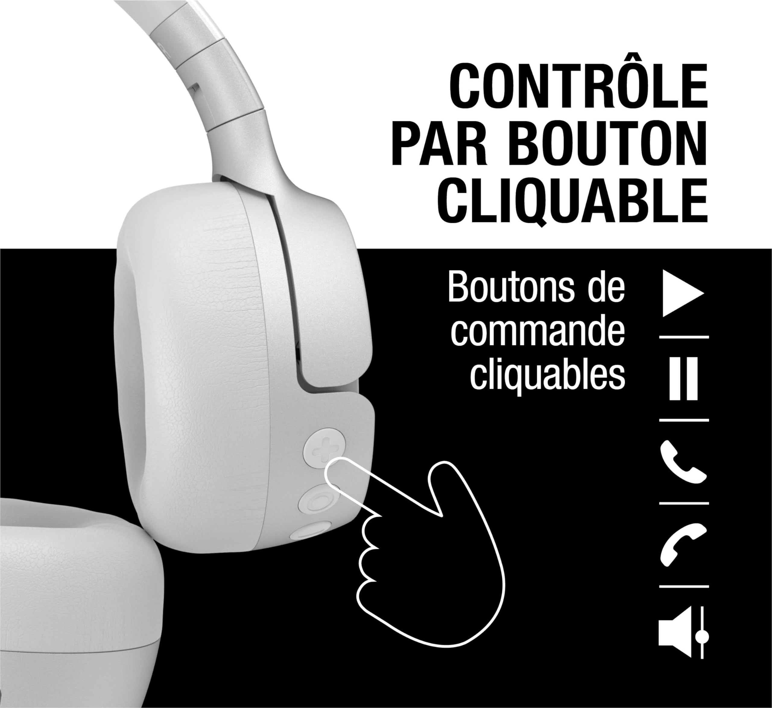 Fresh 'n Rebel Code Fuse, Casque Bluetooth sans Fil Supra-Aural, 30h D'Autonomie, avec Microphone et Assistant Vocal, Commandes de Volume et Boutons de Lecture/Pause, Pliable (Ice Grey)