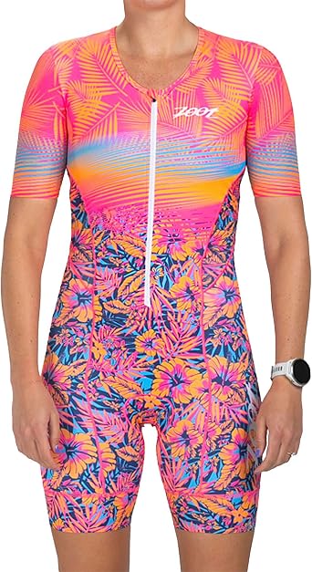 Zoot Women s LTD Tri Aero Fz Racesuit, Short Sleeve Aerodynamic Cycle Race Swim Bike Run Tri Suit with Pockets UPF 50+ Fabric