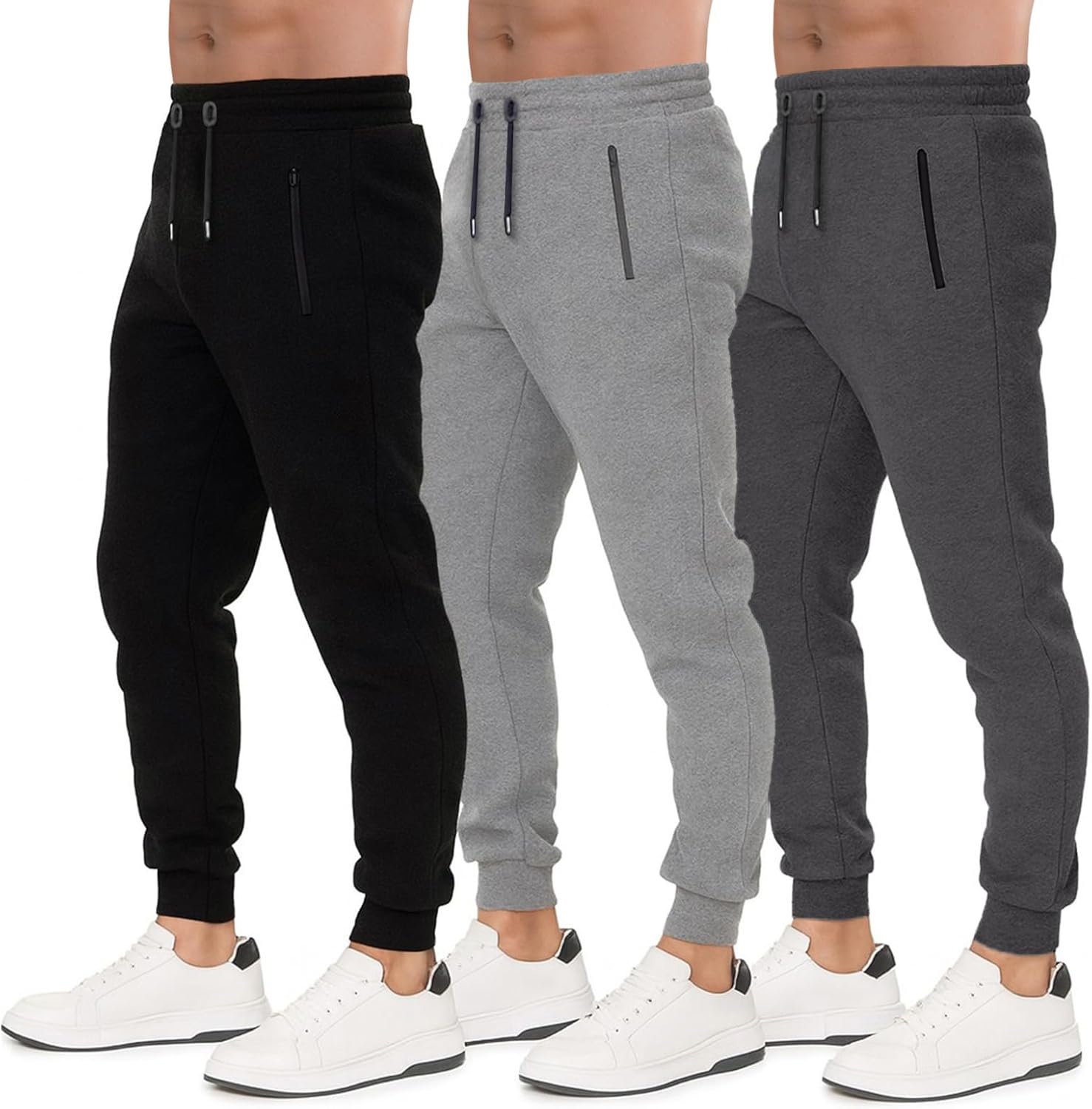 ALL IN SWEATS Men’s Sweatpants 3 Pack Joggers for Men - Athletic Sweatpants for Men with Pockets Workout Pants