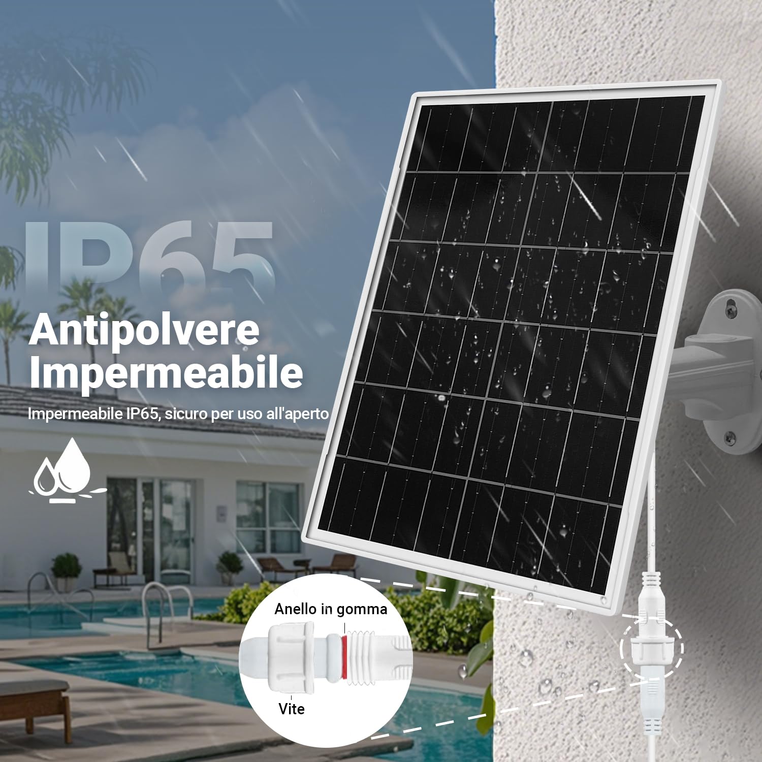Pannello solare per fotocamera da sentiero, telecamere di sicurezza per videogiochi, batteria ricaricabile integrata da 20000 mAh, DC 1,5 x 1,35 mm con multiinterfacce, adatta multiuso