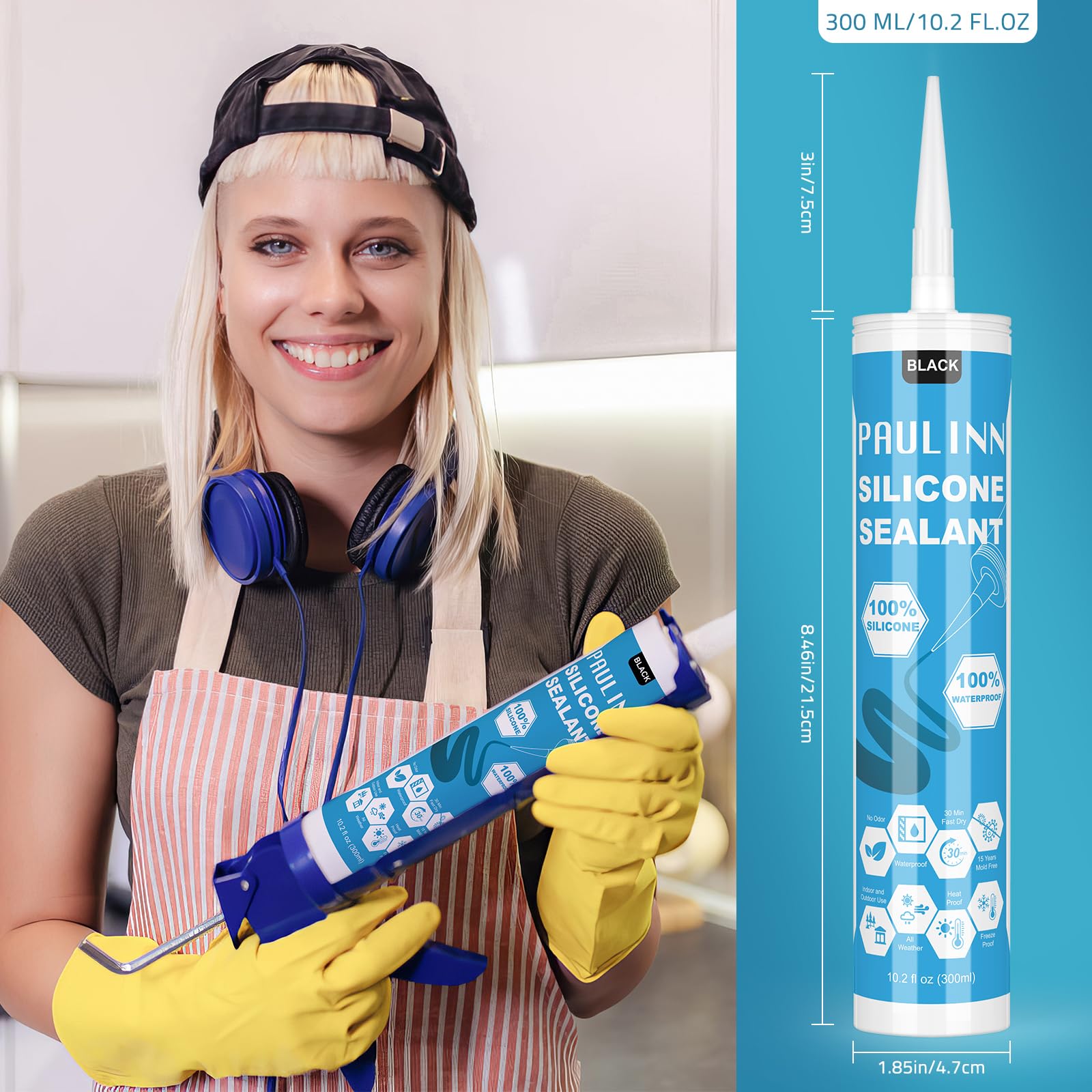 Amazon.co.jp: PAULINN ブラックシリコンシーラント 100%防水シリコン