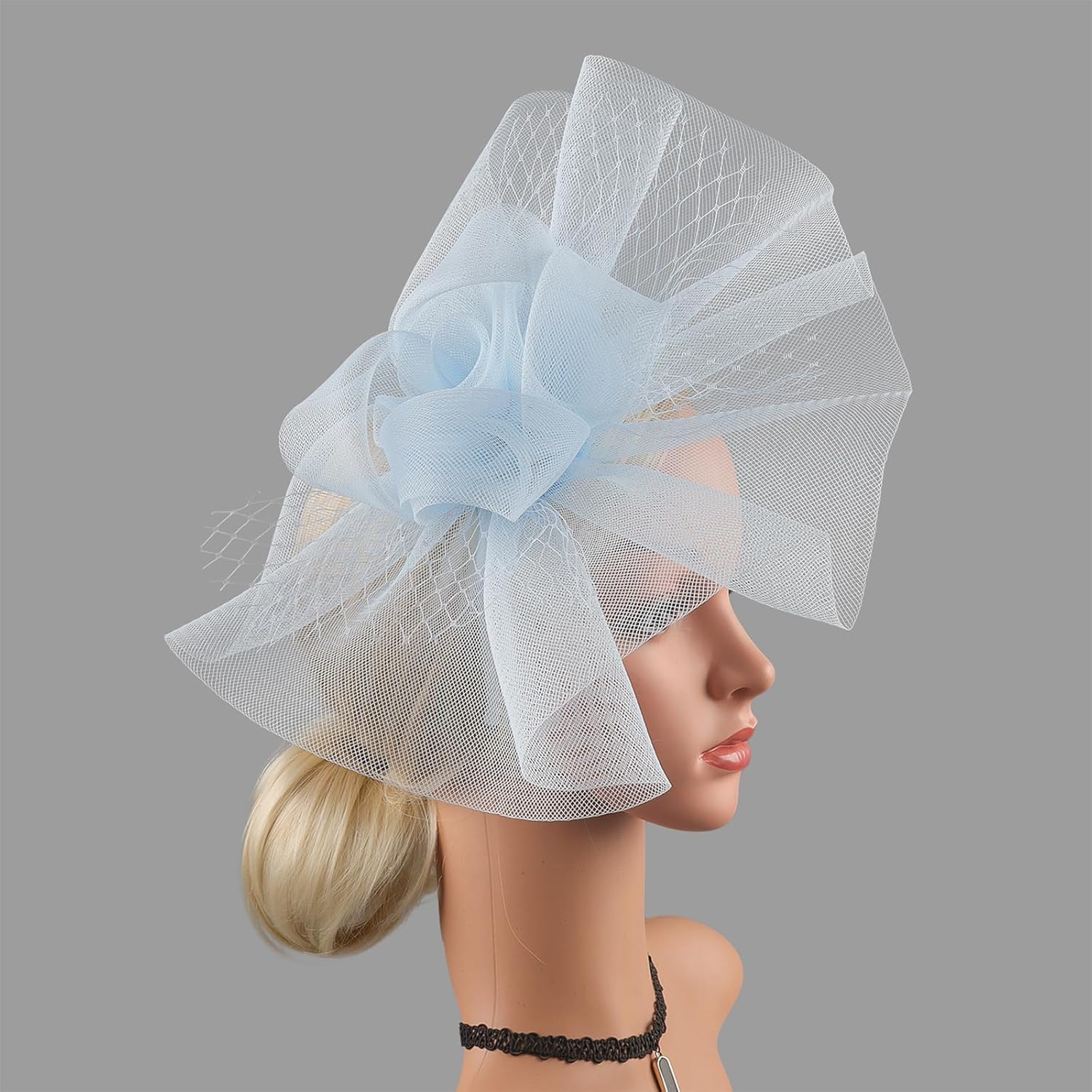 Fascinator Hats for Women Tea Party Hats and Gloves Pearl Jewelry Set Derby Hat for Cocktail Wedding - Image 2