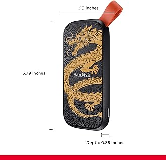 SanDisk 1TB Portable SSD, Dragon Edition - Up to 800MB/s, USB-C, USB 3.2 Gen 2, Updated Firmware - External Solid State Drive - SDSSDE30-2T00-G26